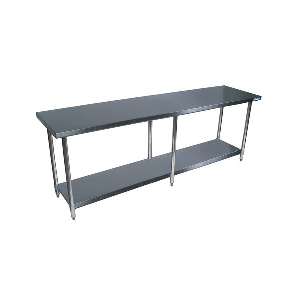 Bk Resources Work Table Stainless Steel W/Undershelf, Plastic bullet feet 96"Wx30"D SVT-9630